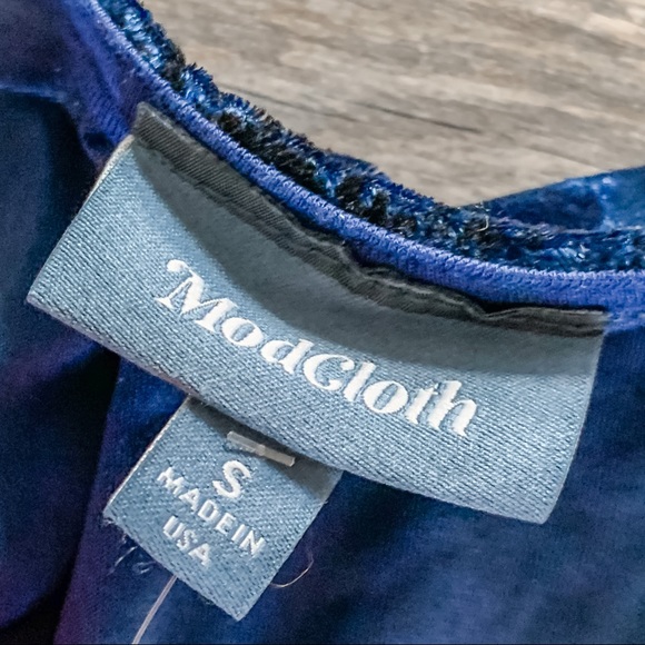 NWT MODCLOTH Blue Velvet Dress - Picture 3 of 6